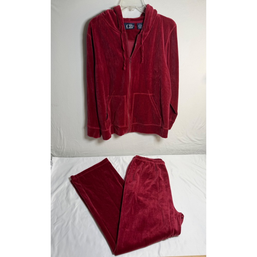 VELOUR C.B. Casual Tracksuit Women XL L Red Excellent